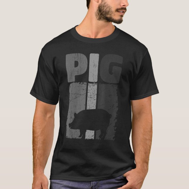 Retro Pig Lover, Niedlicher Bauer, Landwirtschaft  T-Shirt (Vorderseite)