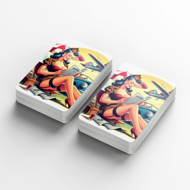 Retro-Pilot Pin-up Spielkarten (Von Creator hochgeladen)