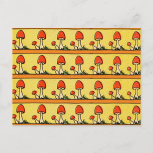 Retro-Pilze Postkarte
