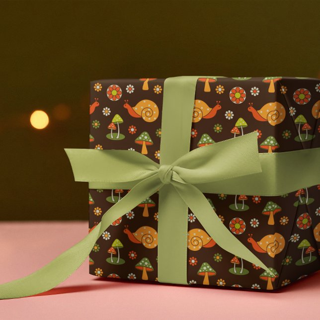 Retro-Pilze & Schnecken Cocktails Geschenkpapier (Von Creator hochgeladen)