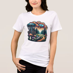 Retro Pilze und Disc Golf Course Kunst Tri-Blend Shirt