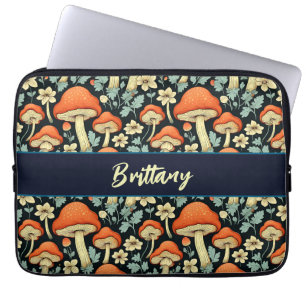Retro-Pilze Vintage Blume Personalisiert Laptopschutzhülle