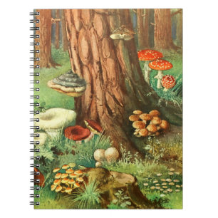 Retro-Pilzwald-Spiraljournal-Notizbuch Notizblock
