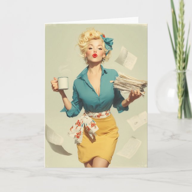 Retro Pin-Up Büro Chic Karte (Vorderseite)
