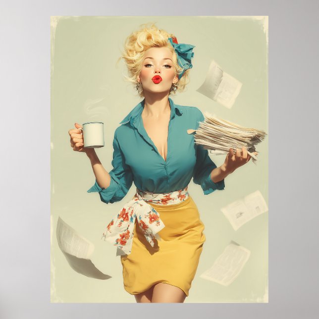 Retro Pin-Up Büro Chic Poster (Vorne)