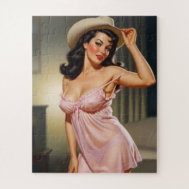 Retro Pin-up Girl with Cowboy hat (Vertikal)