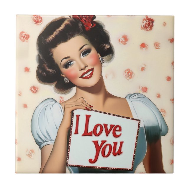 Retro Pin-Up Liebe Fliese (Vorderseite)