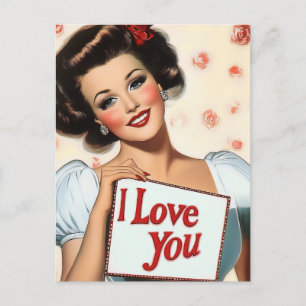 Retro Pin-Up Liebe Postkarte
