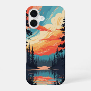 Retro Pine Lake iPhone 16 Hülle
