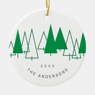 Retro Pine Trees Weihnachten Keramik Ornament