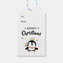 Retro Pinguin fröhliche Weihnachtsvergoldung Geschenkanhänger