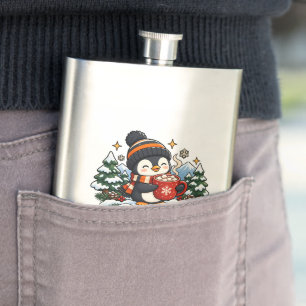 Retro-Pinguin-Signatur Kuschelige Winterflasche Flachmann
