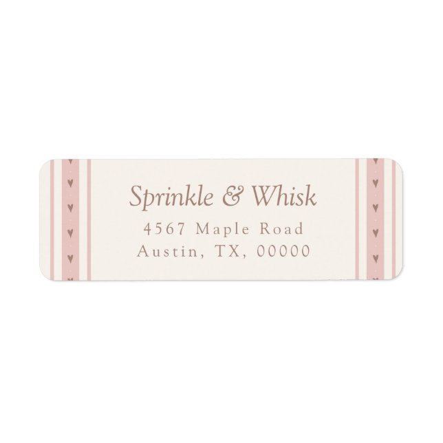 Retro Pink And Brown Heart Stripes Bakery (Vorne)