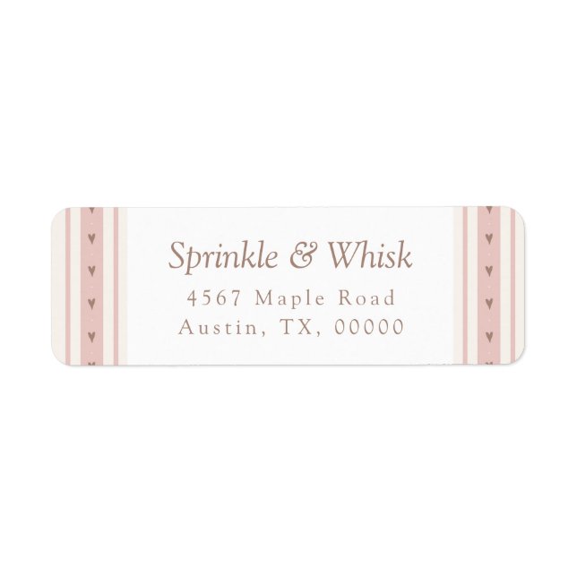 Retro Pink And Brown Heart Stripes Bakery (Vorne)