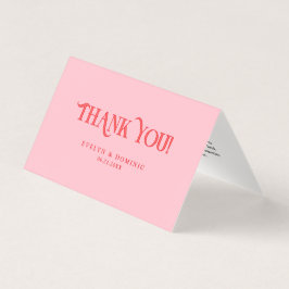 Retro Pink and Red Modern Wedding Photo Thank You 