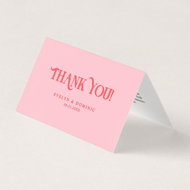 Retro Pink and Red Modern Wedding Photo Thank You  (Vorderseite)