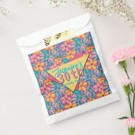 Retro Pink and Yellow Floral Birthday Geschenktütchen
