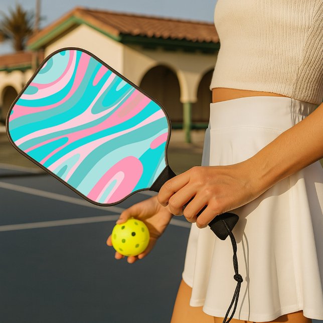 Retro Pink Aqua  Pickleball Schläger (Von Creator hochgeladen)