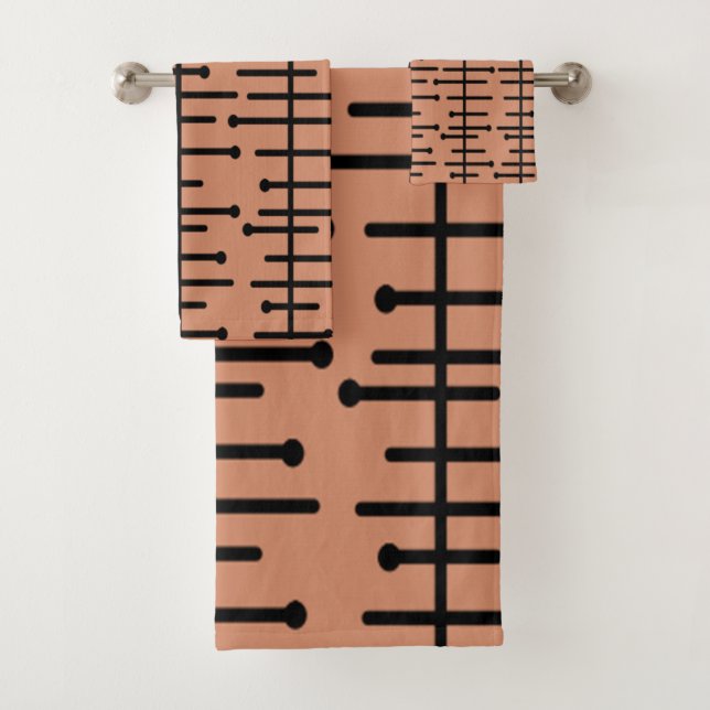 Retro Pink Atomlinien Badhandtuch Set (Insitu)