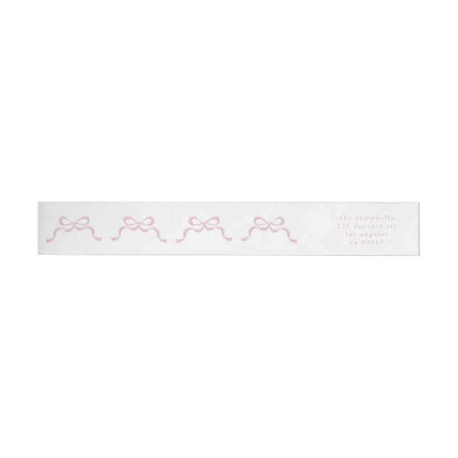 Retro Pink Baby Announcement Bows Return Address (Person)