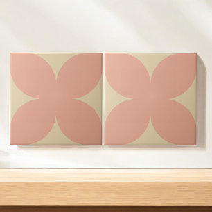 Retro Pink & Beige Blumenblättriger Hengst Mitte J Fliese