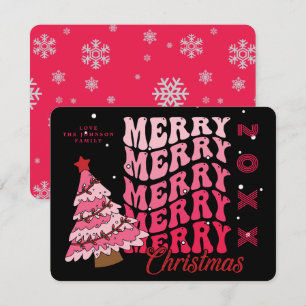 Retro Pink Black Frohe Weihnachten Typografie