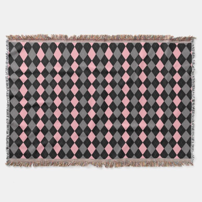 Retro Pink Black Gray Raute Decke (Vorderseite)