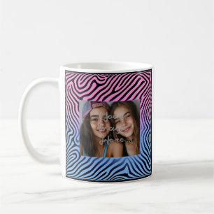 Retro Pink Blauer Gradient Zebra Strip Foto Rahmen Kaffeetasse