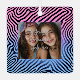 Retro Pink Blauer Gradient Zebra Strip Foto Rahmen Ornament Aus Metall