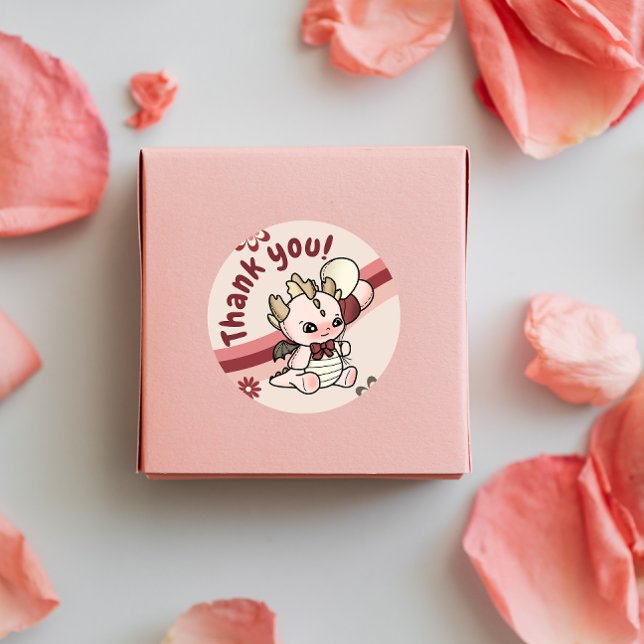 Retro Pink Blue Baby Dragon Danke Sticker (Von Creator hochgeladen)