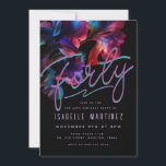 Retro Pink Blue Neon Floral 40. Geburtstag Einladung<br><div class="desc">Retro-Rosa- und Blütenblüten mit Neon-Highlights bringen ein Y2K Cyberpunk-Ambiente in diese 40. Geburtstagsfeier-Party Einladung. Das große Neonskript Thirty ergänzt die Ästhetik. Die launischen Blume schweben über das obere Drittel der Einladung, um Dreißig zu rahmen. Der bearbeitbare Text erlaubt es Ihnen, einfach und schnell Ihre Party-Details hinzuzufügen. Dieser Artikel ist Teil...</div>