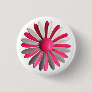 Retro PINK Blume - Bouquet Spring Summer Garden Button