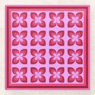 Retro Pink Blume Muster Beverage Glasuntersetzer