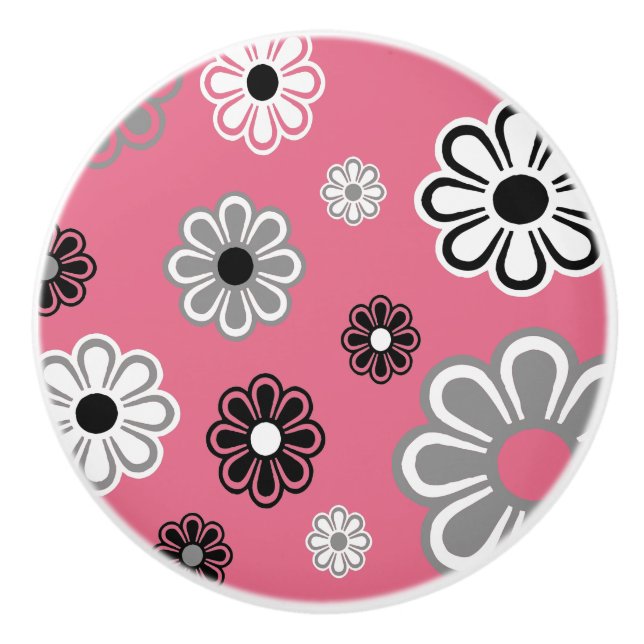 Retro Pink Blume Power Keramik Drehknopf Keramikknauf (Vorderseite)