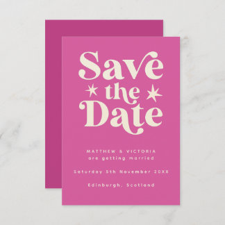 Retro Pink Boho Einfache Save the Date-Karte Save The Date