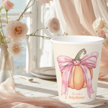Retro Pink Bow Pumpkin Baby Dusche