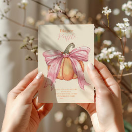 Retro Pink Bow Pumpkin Baby Dusche Windelwanne Begleitkarte