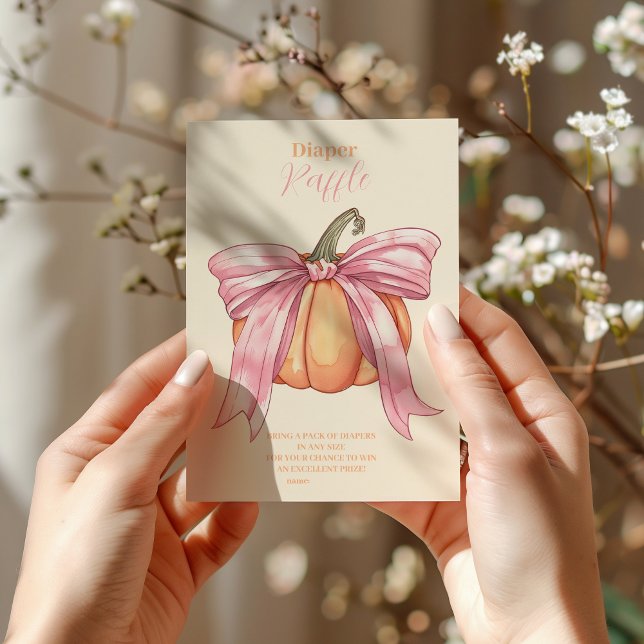 Retro Pink Bow Pumpkin Baby Dusche Windelwanne Begleitkarte (Von Creator hochgeladen)