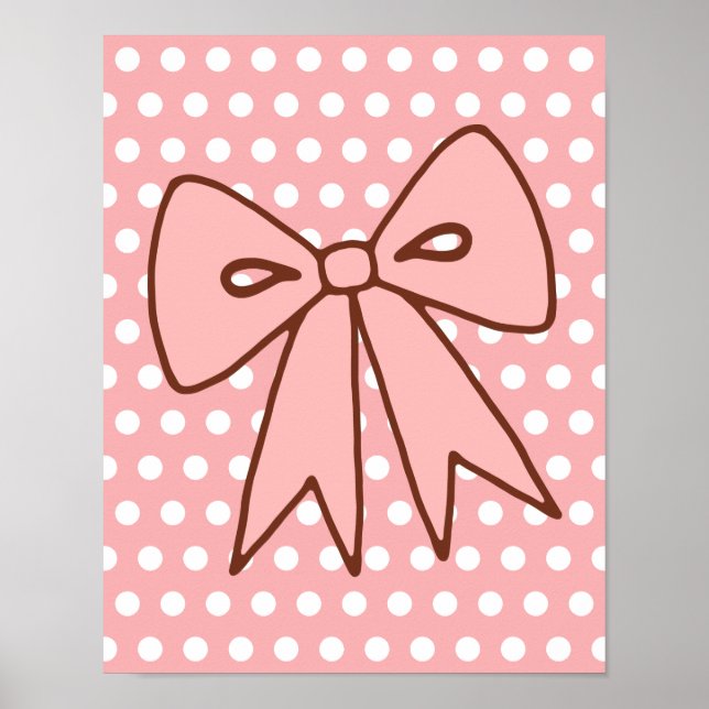Retro Pink Bow Wall Art Poster Print Deco (Vorne)