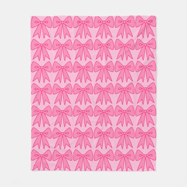Retro Pink Bows Bedroom Blanket Geschenk Fleecedecke (Vorderseite)