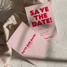 Retro Pink Bright Funky Bold Moderne einzigartige  Save The Date