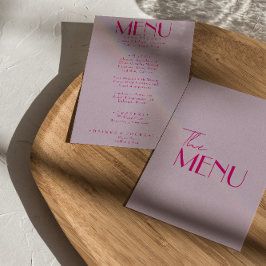 Retro Pink Bright Funky Moderne Französische Hochz Menükarte