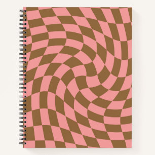 Retro Pink Brown Pastellfarben Verzierte Karos gep Notizbuch