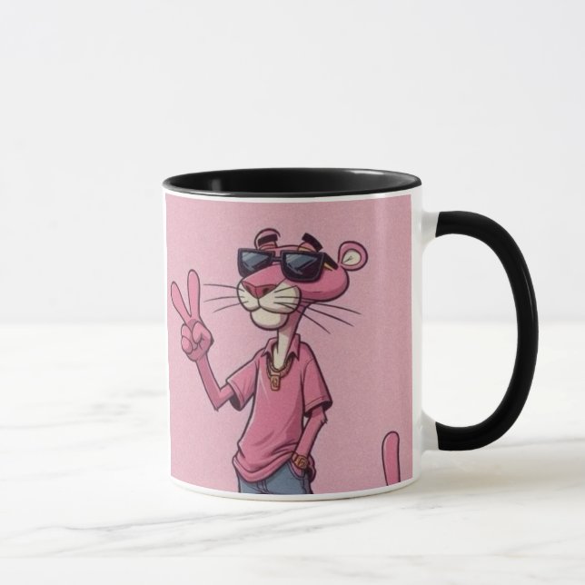 Retro Pink Cartoon Panther Kaffeetasse |  (Rechts)