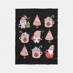 Retro Pink Christmas Gnome Peppermint Iced Latte C Fleecedecke