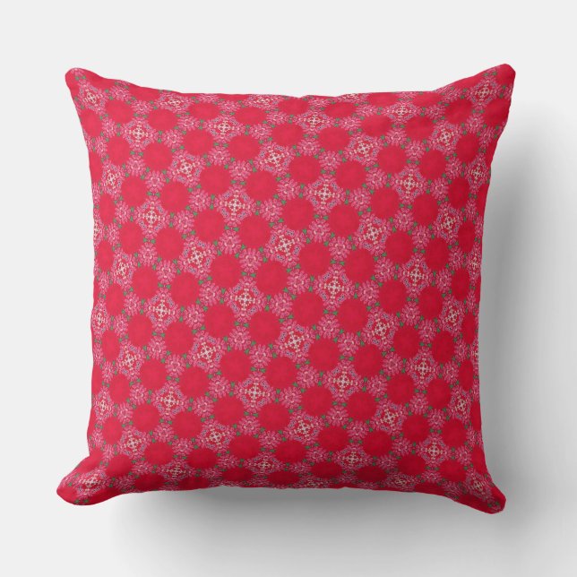 Retro Pink Clover Throw Pillow Kissen (Vorderseite)