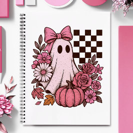 Retro Pink Coquette Ghost Girl mit Bow Halloween Notizbuch