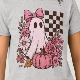 Retro Pink Coquette Ghost Girl mit Bow Halloween Tri-Blend Shirt