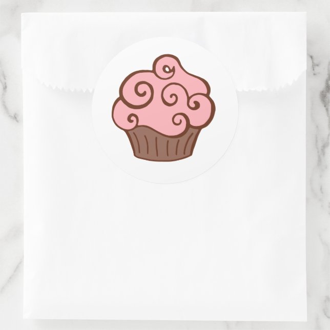 Retro Pink Cupcake Stickers (Tasche)