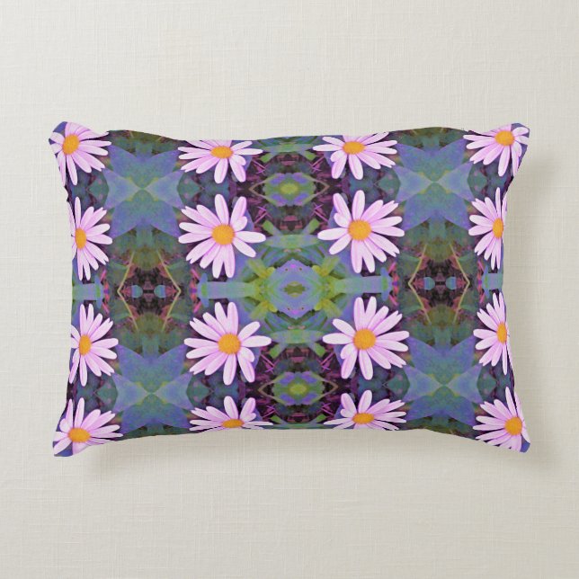 Retro Pink Daisy Blume Pattern Dekokissen (Vorderseite)